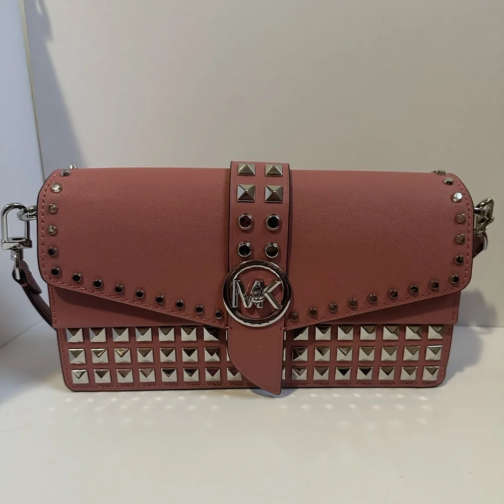 Michael Kors New Rose Pink Saffiano Leather Greenwich Convertible Shoulder Bag